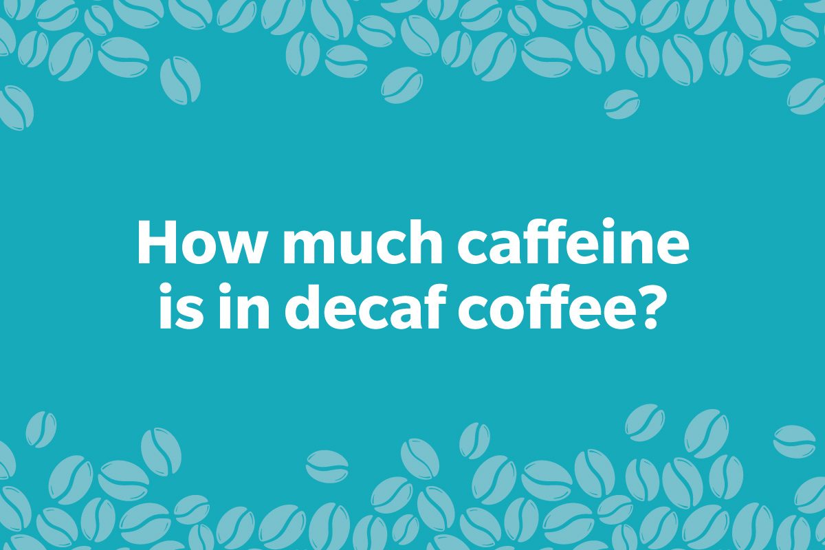 Coffee Trivia Question on a frame of coffee beans graphic blue