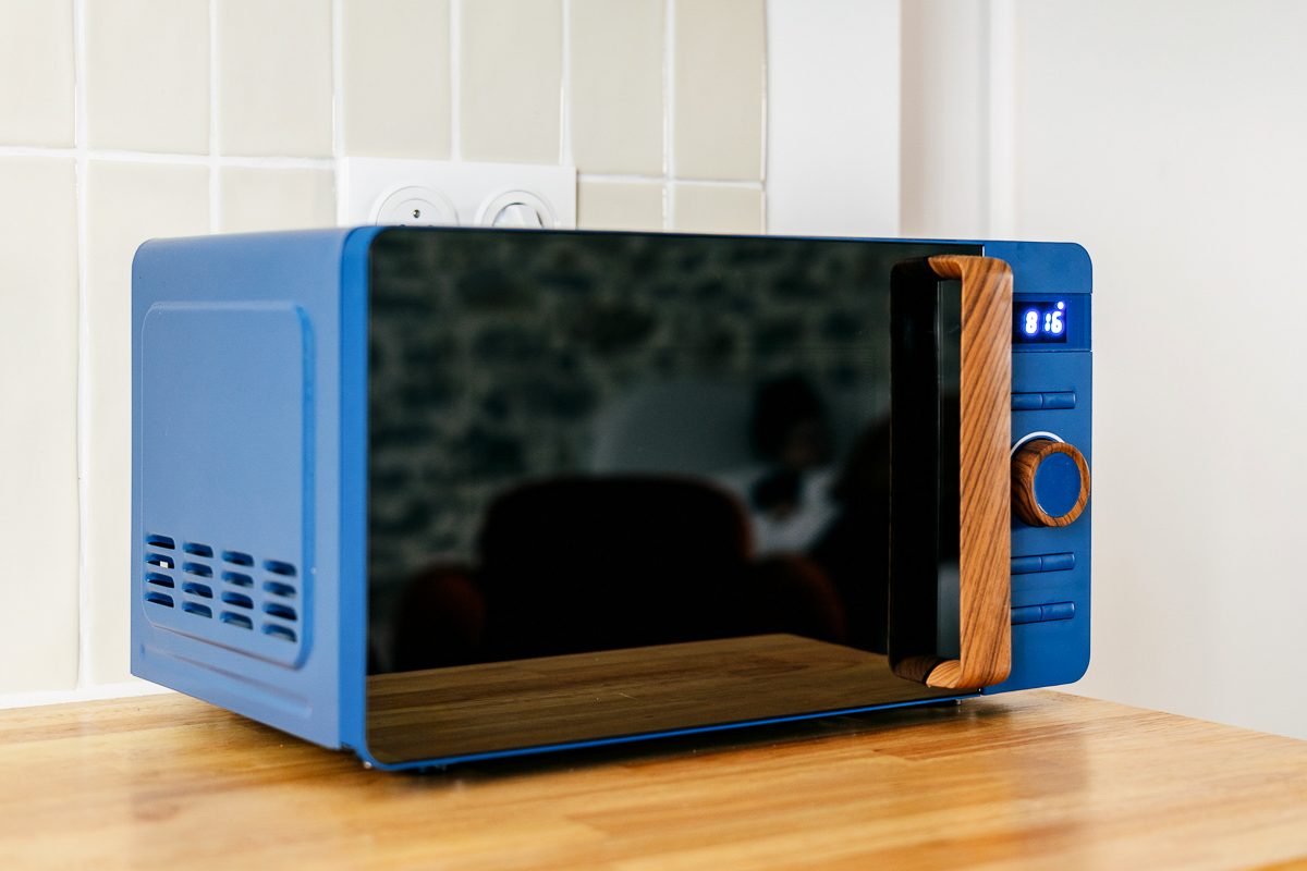 modern microwave in kitchen